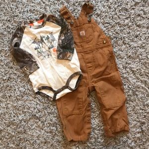 Carhartt Overall Bibs and Camo Onesie
